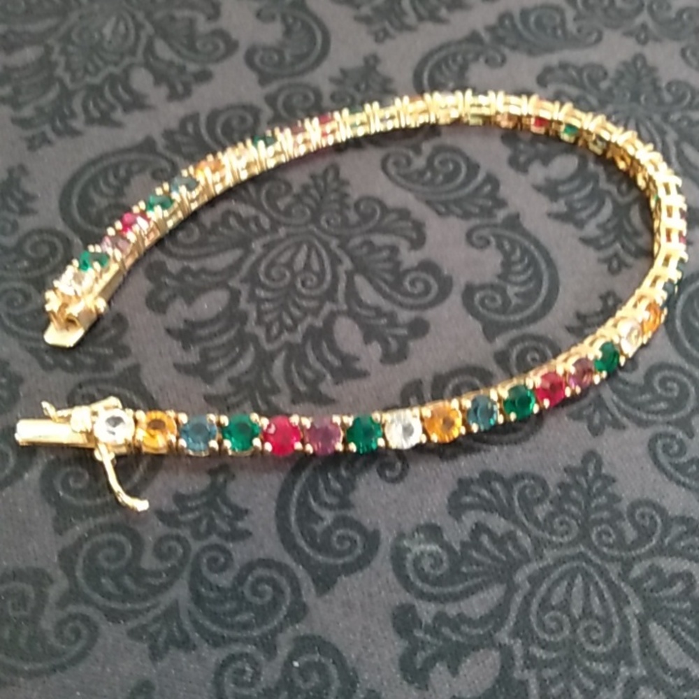 Rainbow multi- colored stone Tennis Bracelet